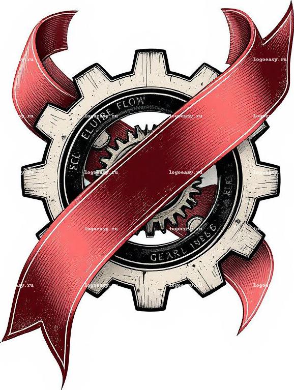 Логотип Винтажного Зубчатого Колеса и Ленты