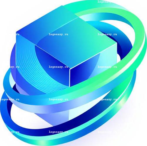 Изометрический логотип с кубом и кольцами