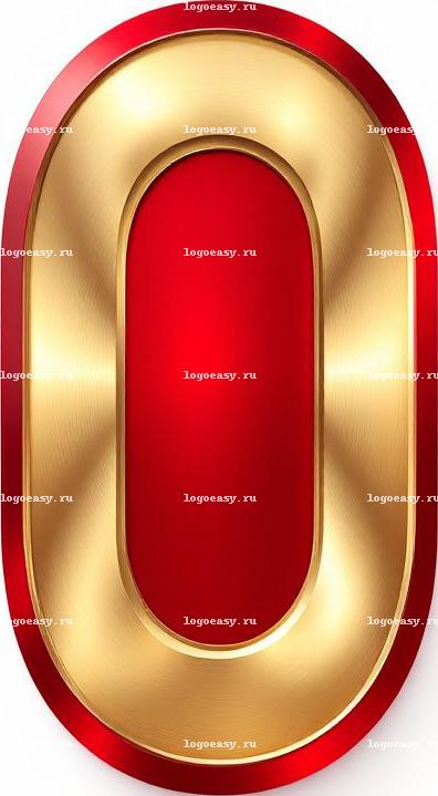 Логотип с градиентным металлом и красным овалом