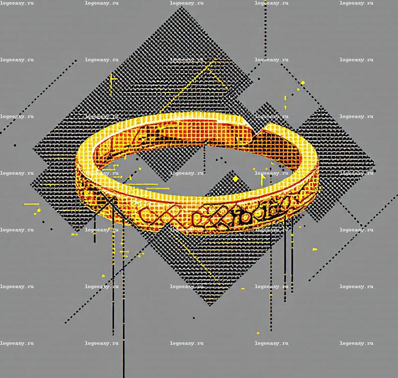 Логотип с золотым браслетом и глитчем