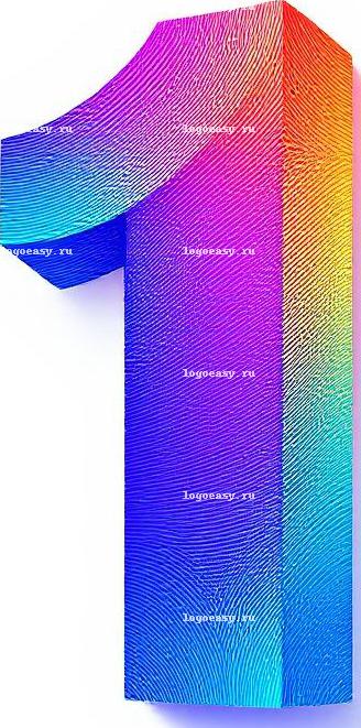 Логотип с градиентом и 3D эффектом цифры один
