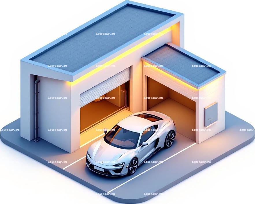 Изометрический логотип с гаражом