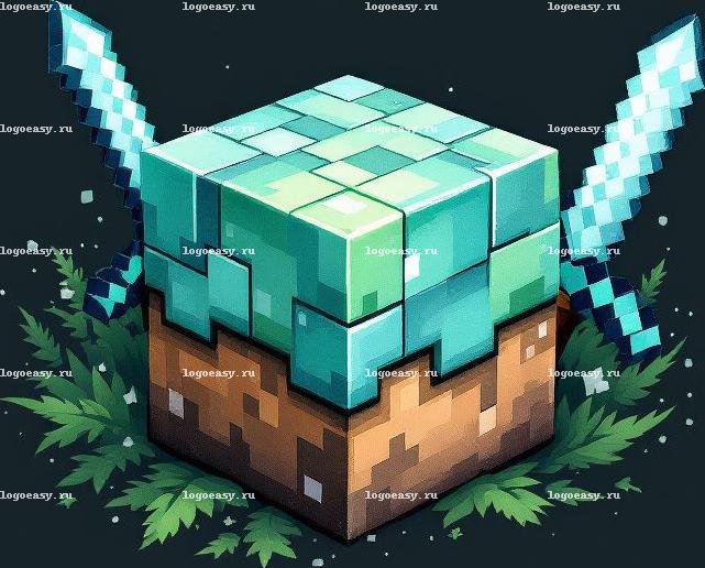 Логотип Minecraft в акварельном стиле