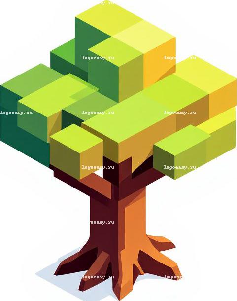 Логотип с изометрическим деревом