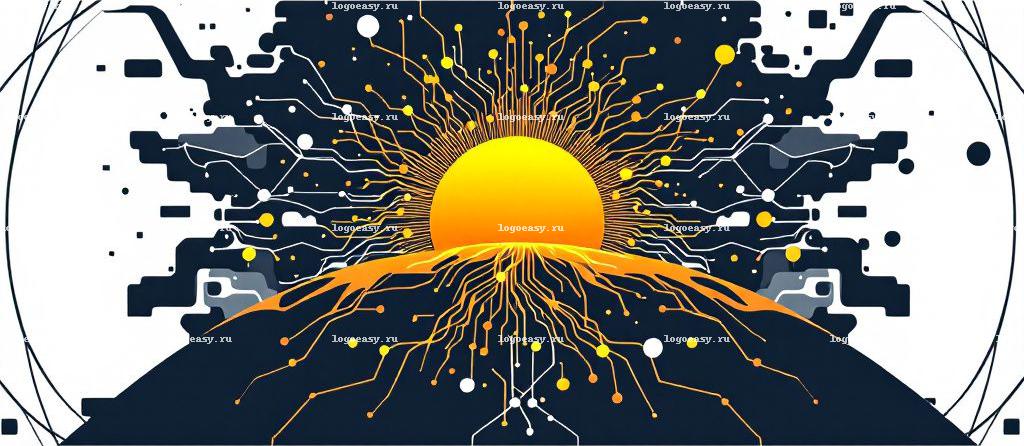 Логотип 'Восходящее Солнце в Нейрографическом Стиле'