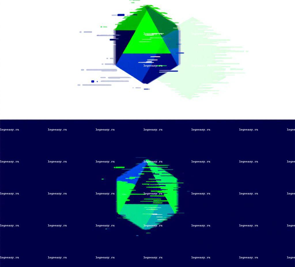 Логотип с Глитч-Эффектом Шестиугольника