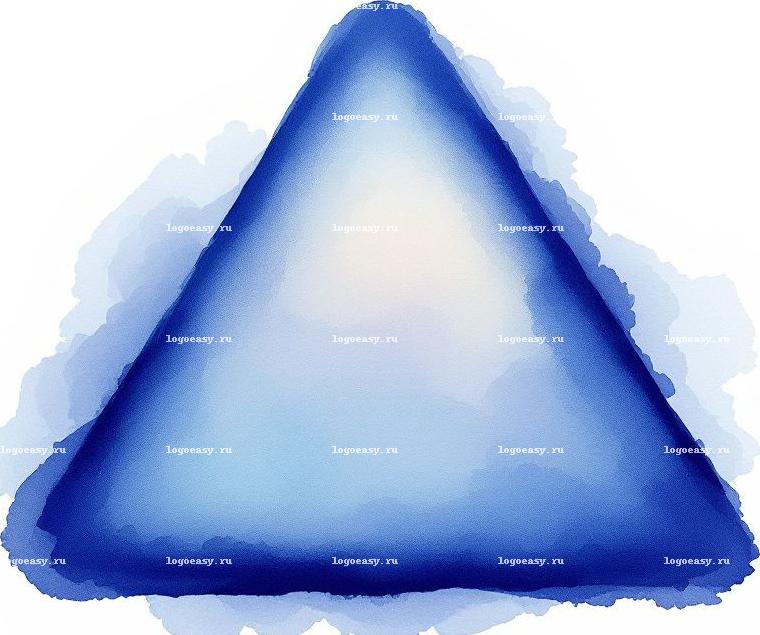 Логотип с синим треугольником в акварельном стиле